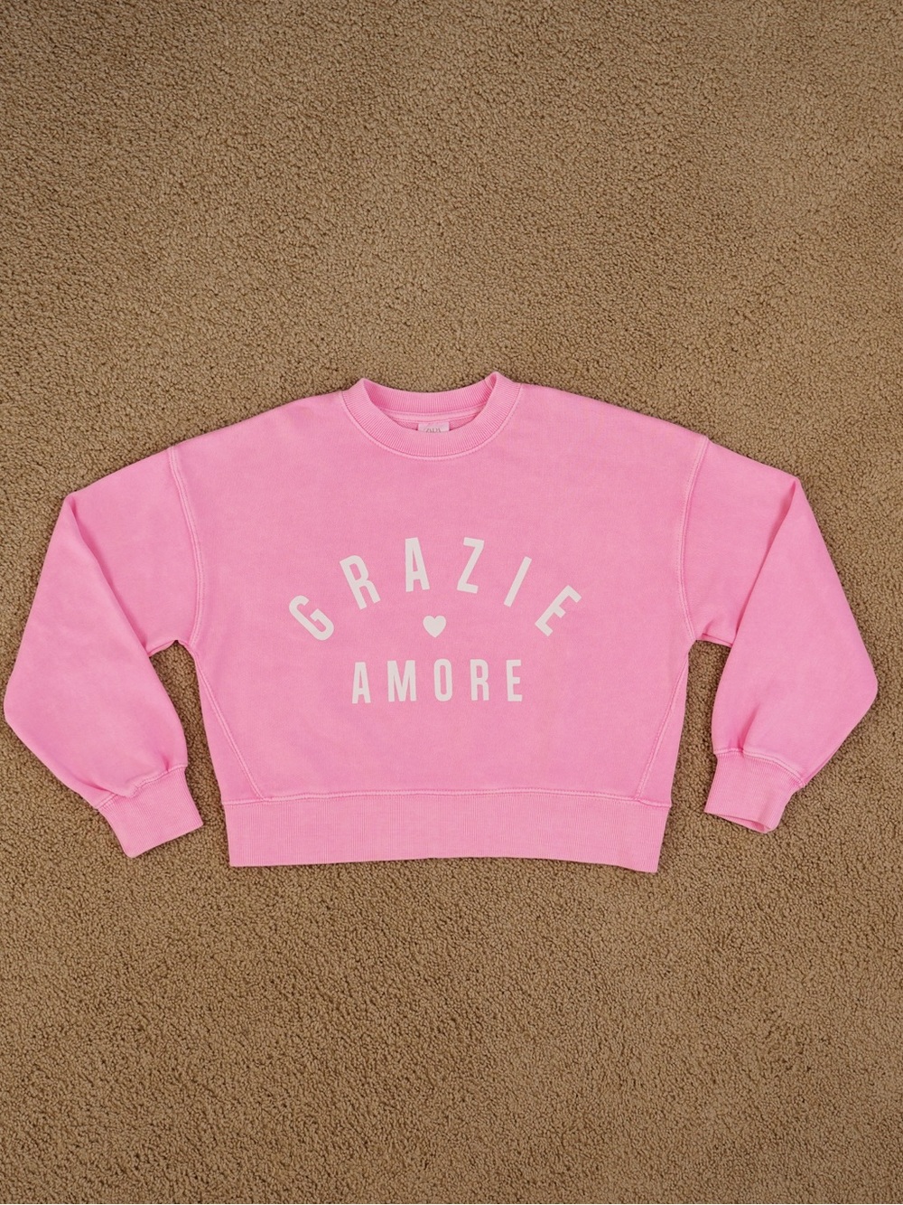 Zara Pink 'Grazie Amore' Crewneck Sweatshirt